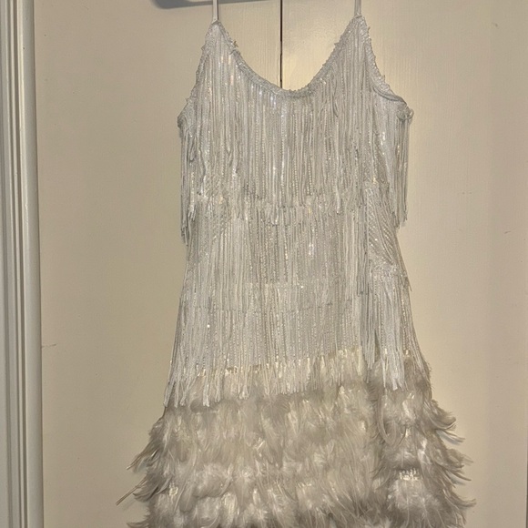 Amazon Dresses & Skirts - Amazon White Fringe Mini Dress